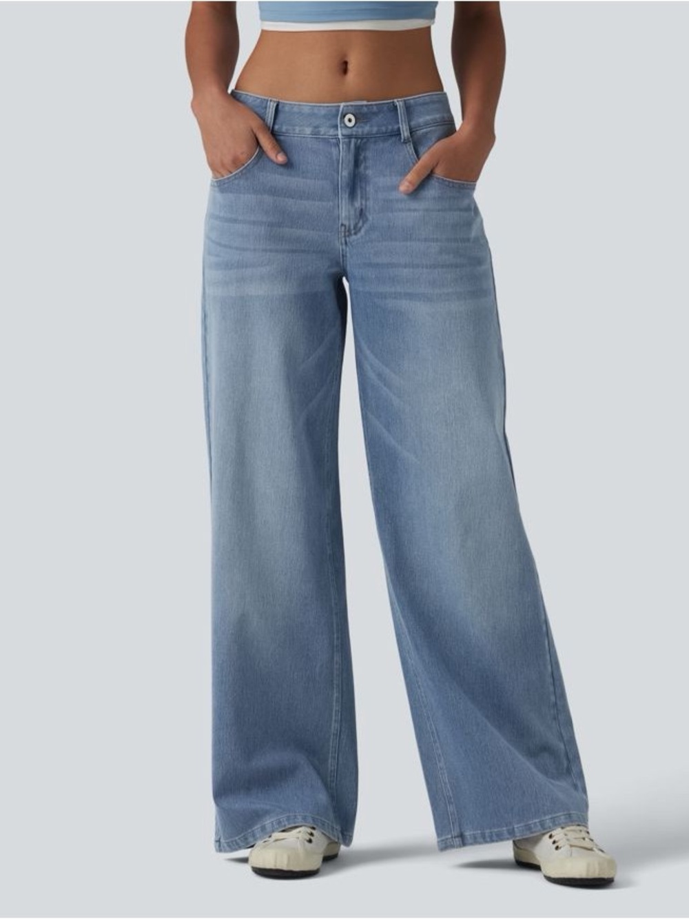 NWOT HALARA Light Blue Wide-Leg High-Rise Jeans